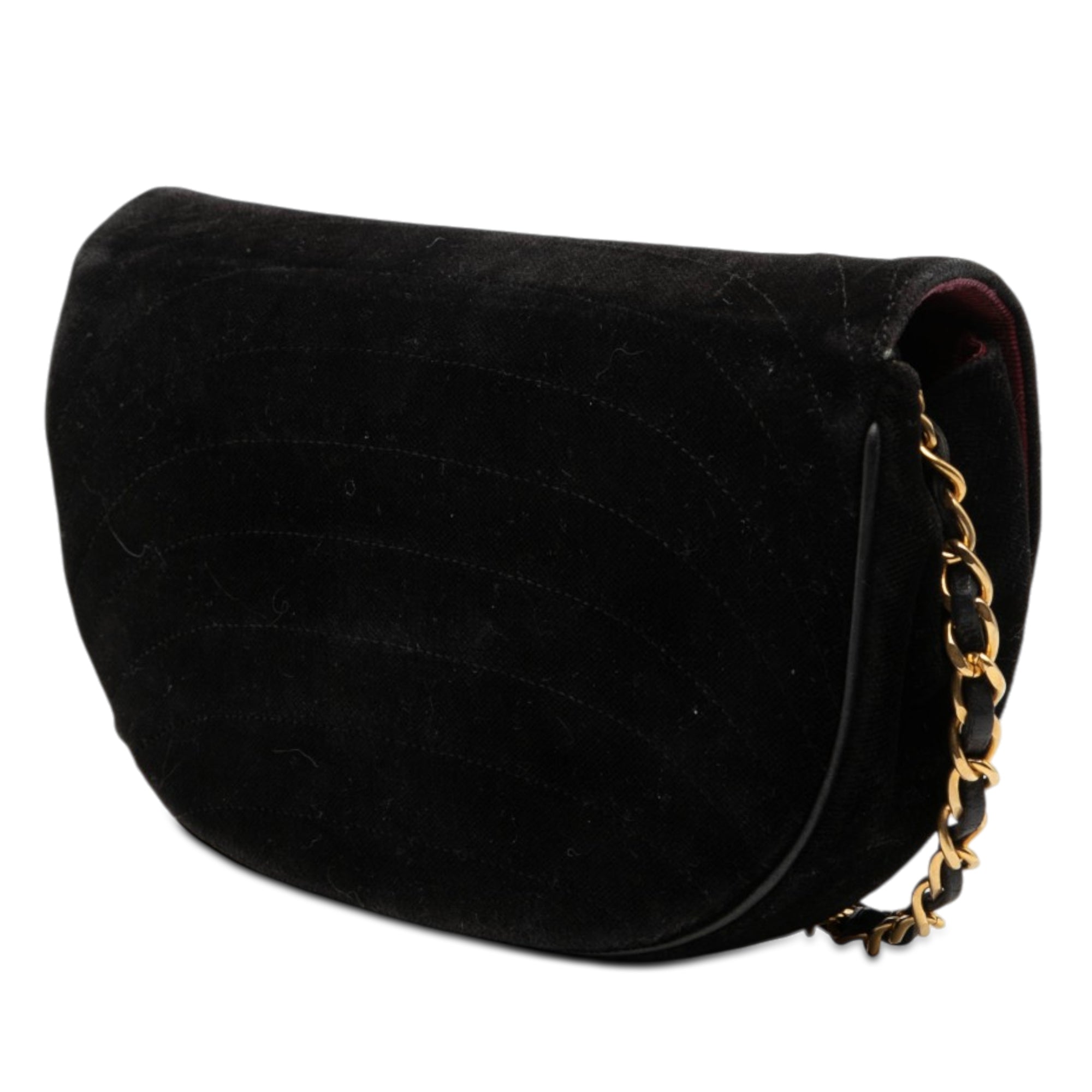 CC Quilted Velvet Half Moon Flap