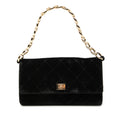 CC Quilted Velvet Chain Shoulder Bag