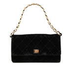 CC Quilted Velvet Chain Shoulder Bag