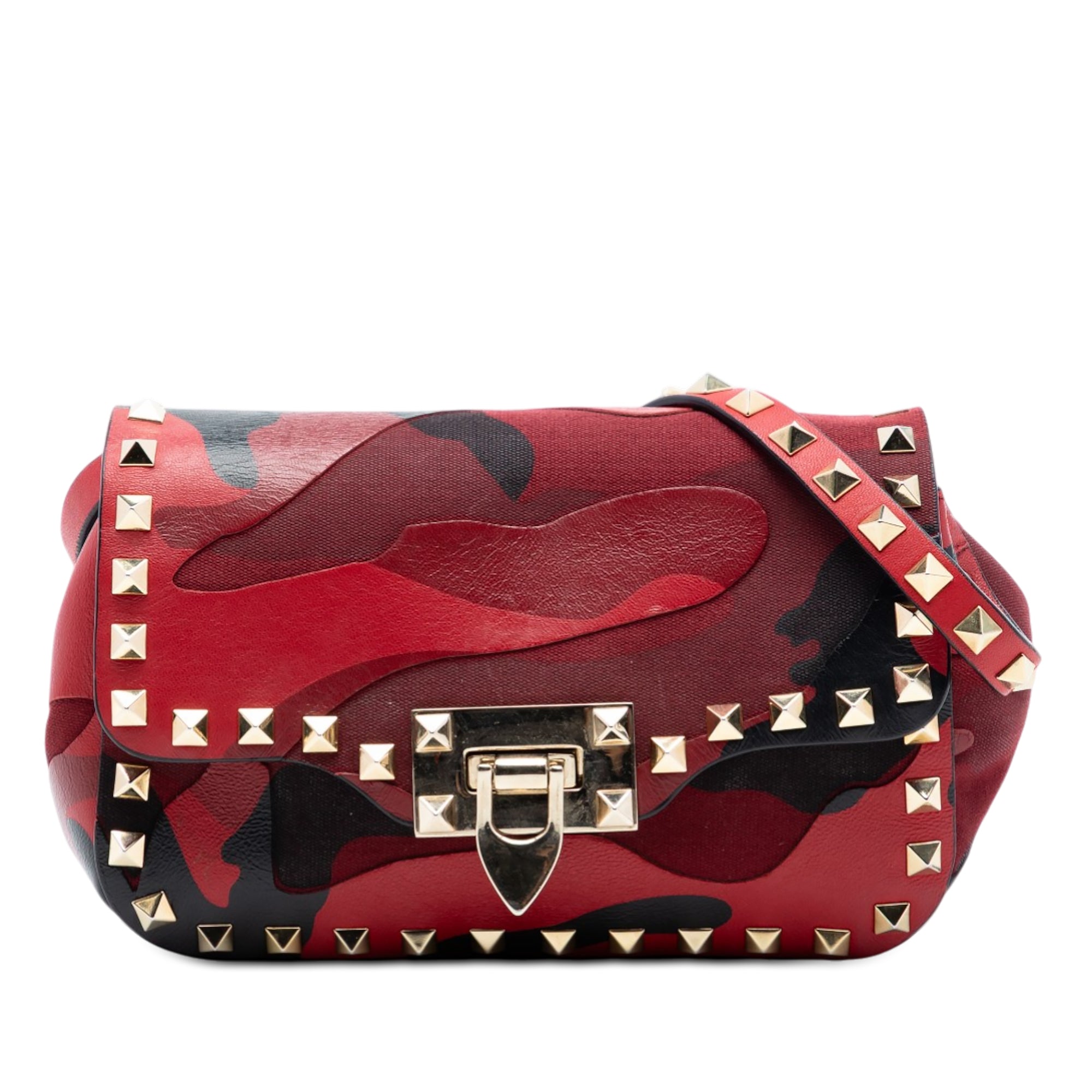 Mini Nappa and Canvas Camouflage Rockstud Flap Crossbody