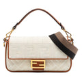 Zucca Embroidered Canvas Baguette Satchel