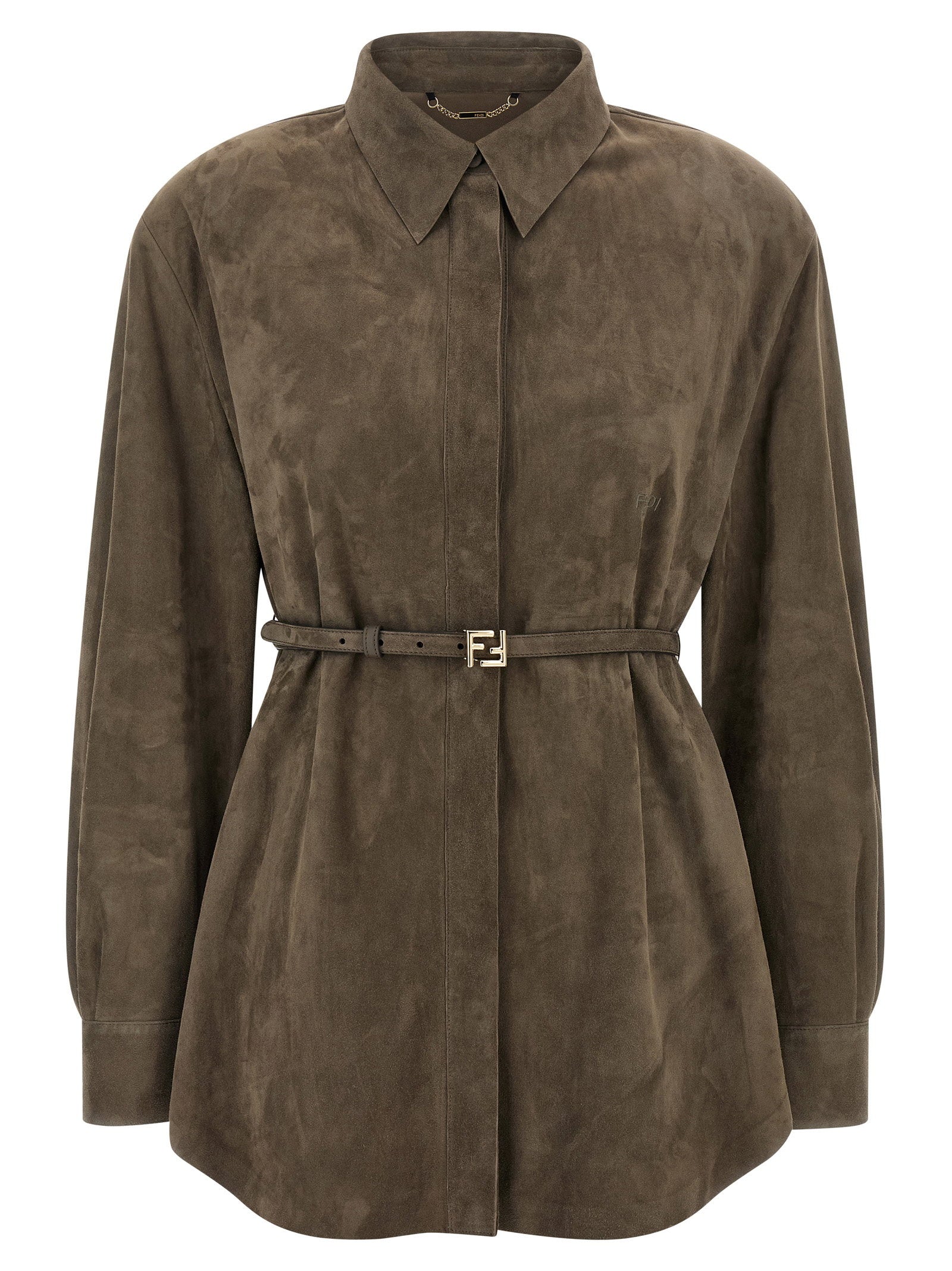 Fendi Suede Shirt — Taupe
