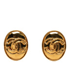 CC Gold Plated Oval Clip on Earrings