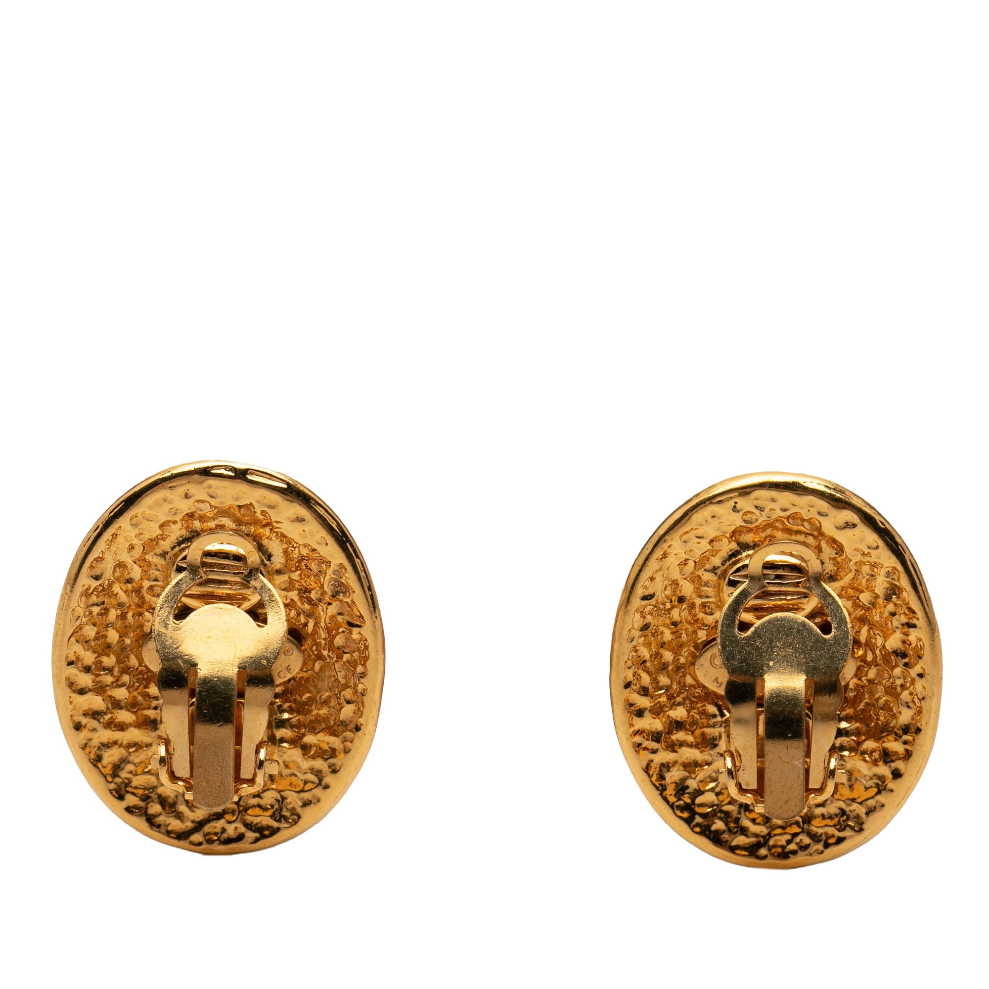 CC Gold Plated Oval Clip on Earrings