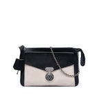 Bicolor Leather Pocket Envelope Zip Crossbody