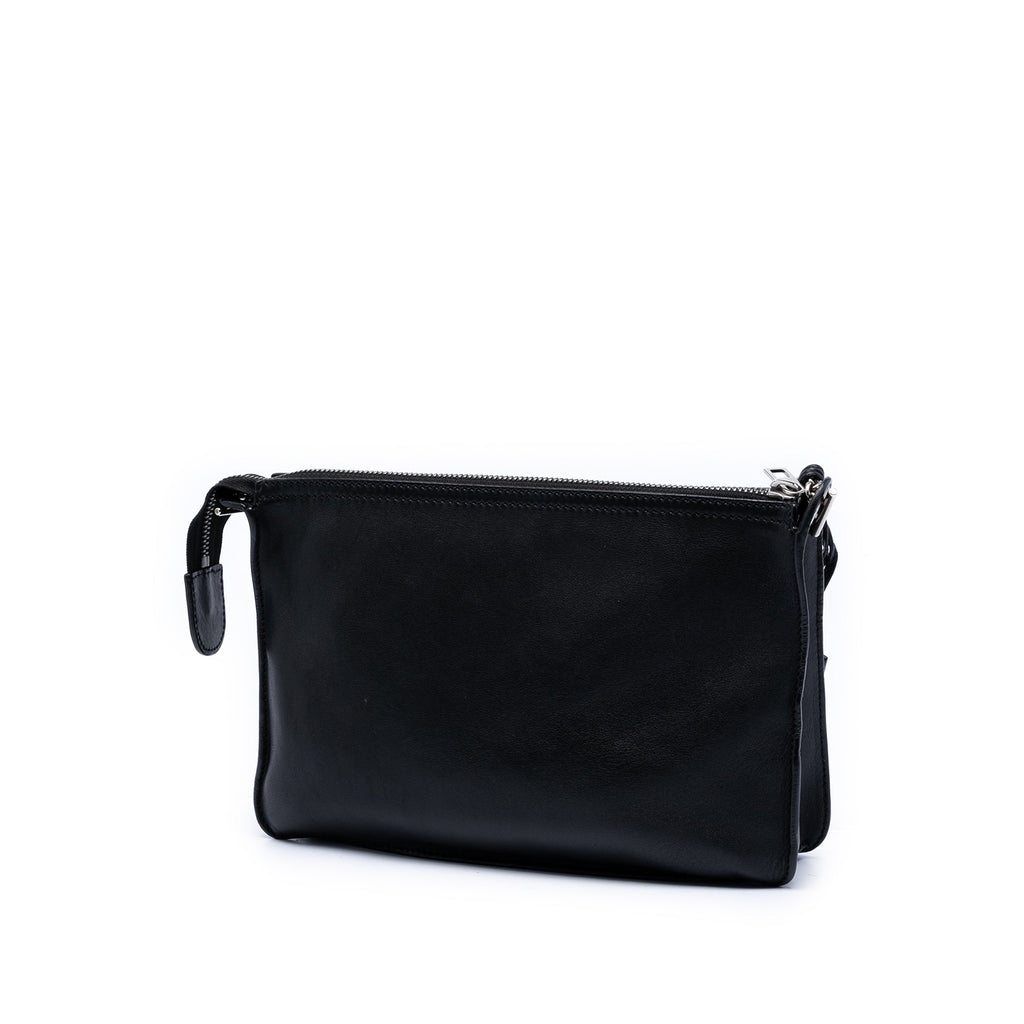 Bicolor Leather Pocket Envelope Zip Crossbody