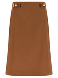 Fendi Linen-Cotton Flared Skirt — Brown