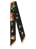 Dolce & Gabbana Floral Silk Twill Scarf — Black