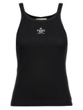 Fendi Logo-Embroidered Tank Top — Black