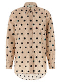 Fendi Dots-Print Taffeta Shirt — Beige