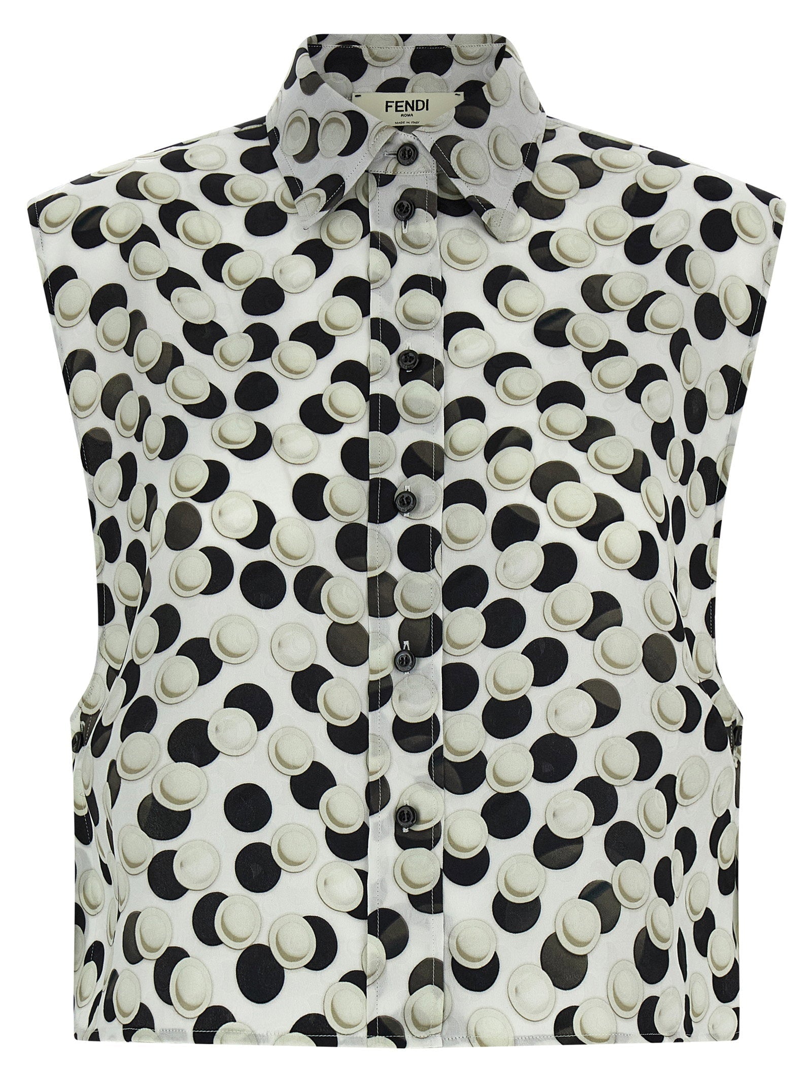 Fendi Jacquard Polka Dot Silk Shirt — Cream