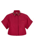 Fendi Embroidered Collar Shirt — Red