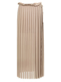 Ami Paris Pleated Polyester Crêpe Skirt — Beige
