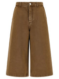 Ami Paris Garment-Dyed Denim Bermuda Shorts — Khaki