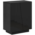 High Gloss Storage Cabinet, Freestanding Storage Cupboard with Adjustable Shelves, Black