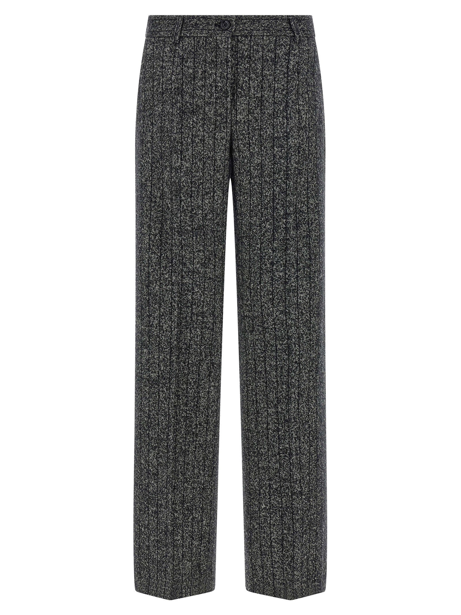 Dolce & Gabbana Striped Wool Trousers — Charcoal