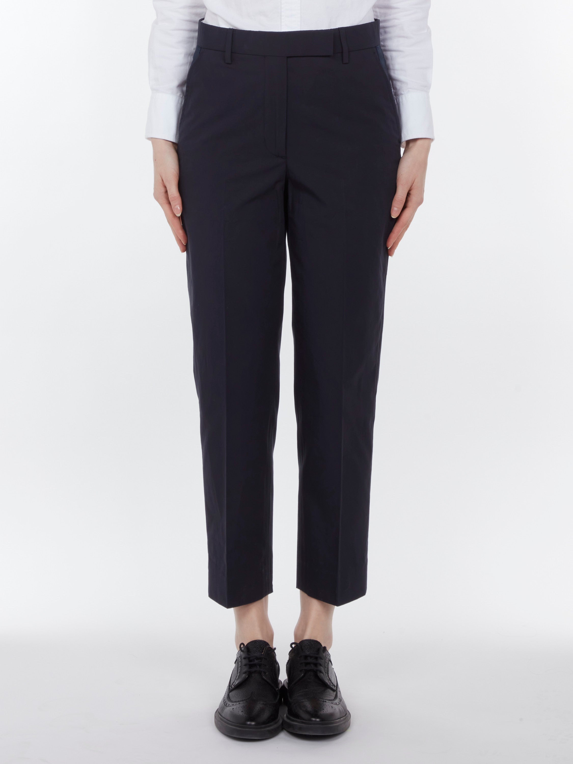 Thom Browne Crease-Resistant Cotton Trousers — Navy