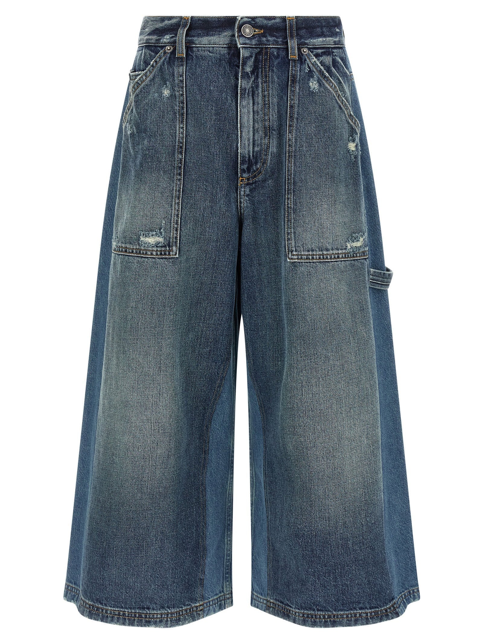 Dolce & Gabbana Patchwork Denim Bermuda Shorts — blue