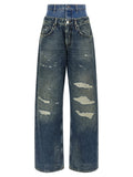 Dolce & Gabbana Double-Layer Distressed Denim Jeans — Blue