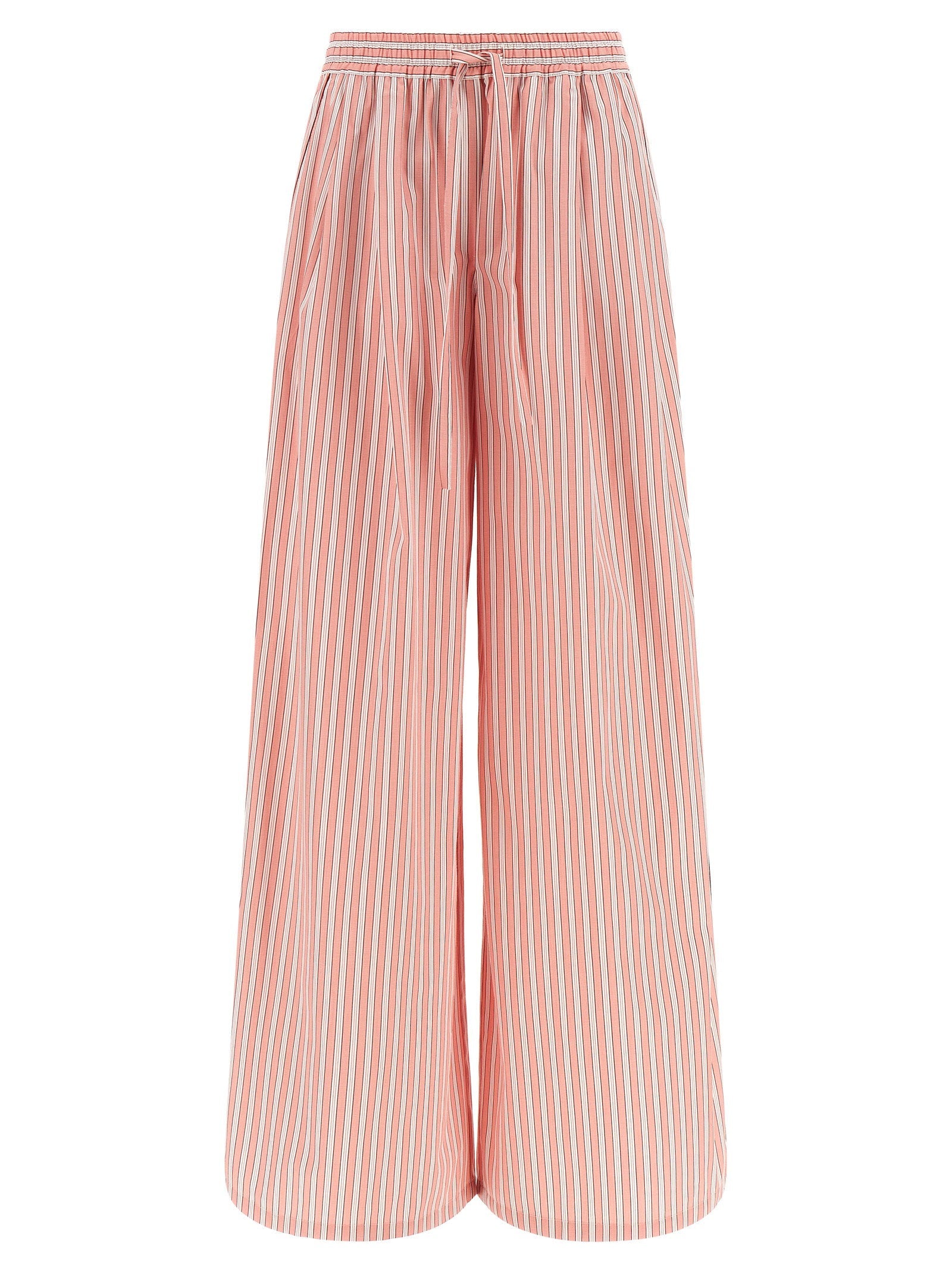 Dolce & Gabbana Striped Cotton-Silk Poplin Trousers — Coral