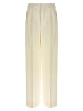 Ami Paris Pleated Wool Trousers — Cream