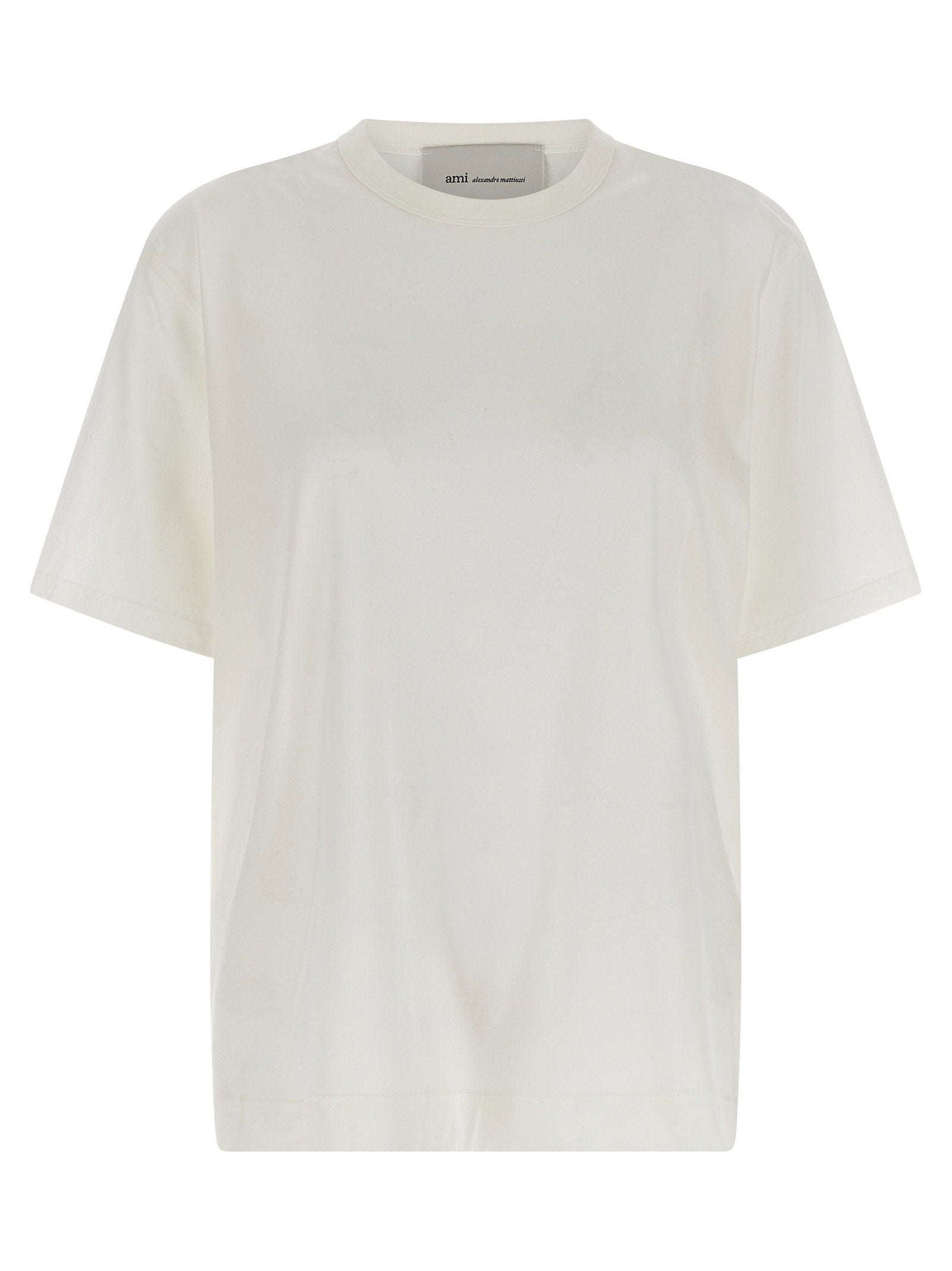 Ami Paris Lightweight Cotton Crew Neck T-shirt — cream