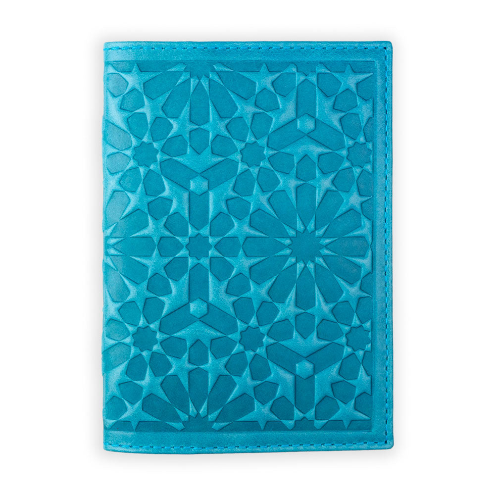 Leather Passport Holder Zellige Blue