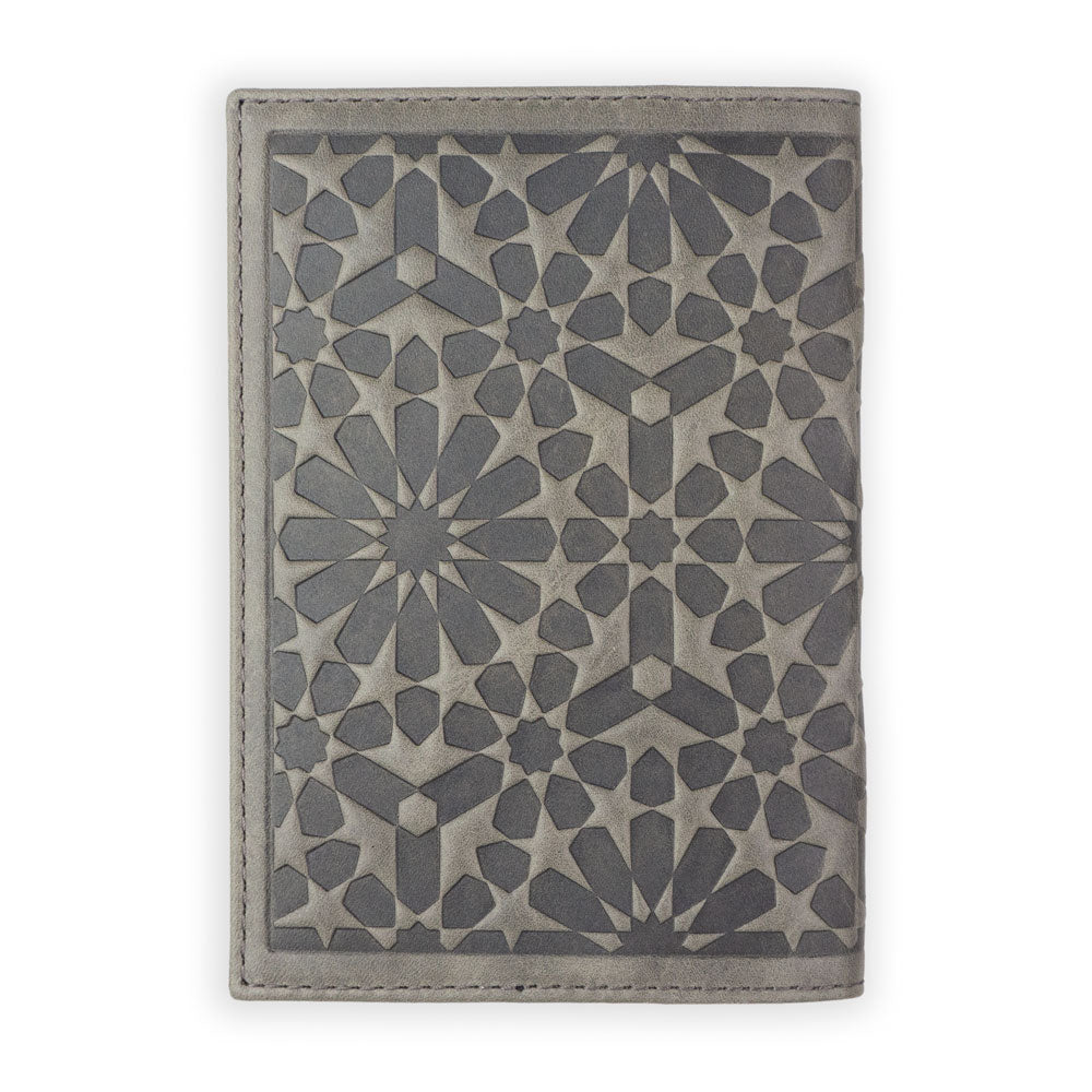 Leather Passport Holder Zellige Gray