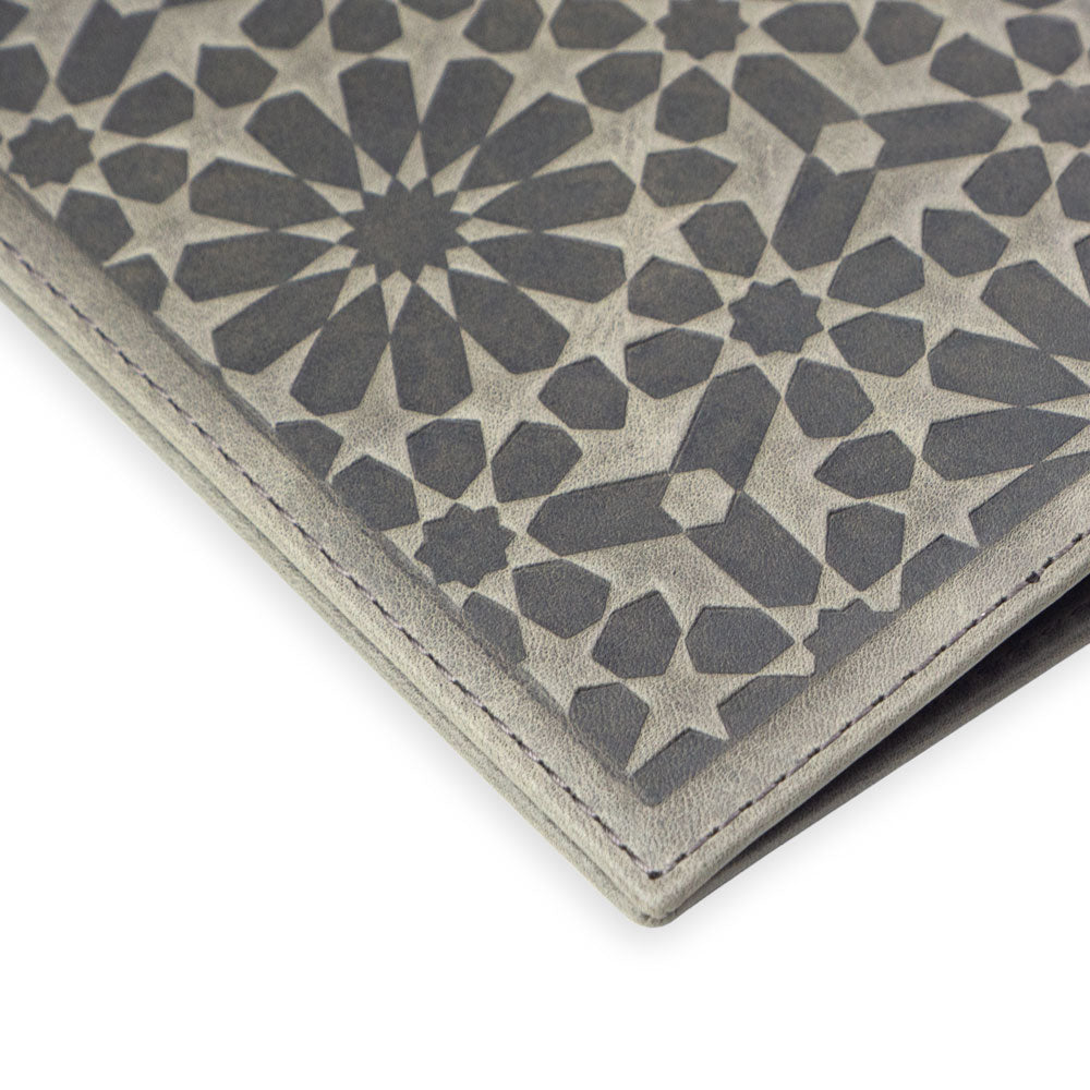 Leather Passport Holder Zellige Gray