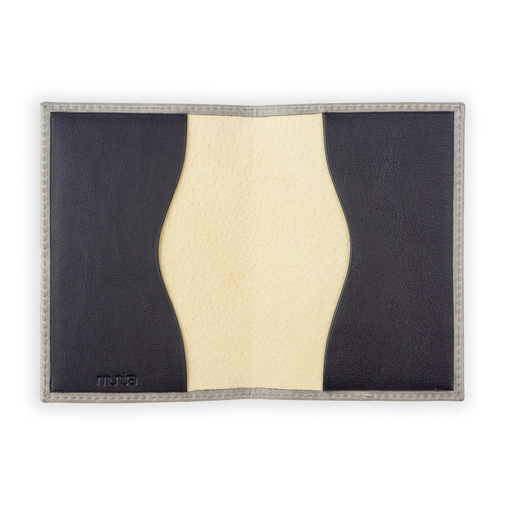 Leather Passport Holder Zellige Gray