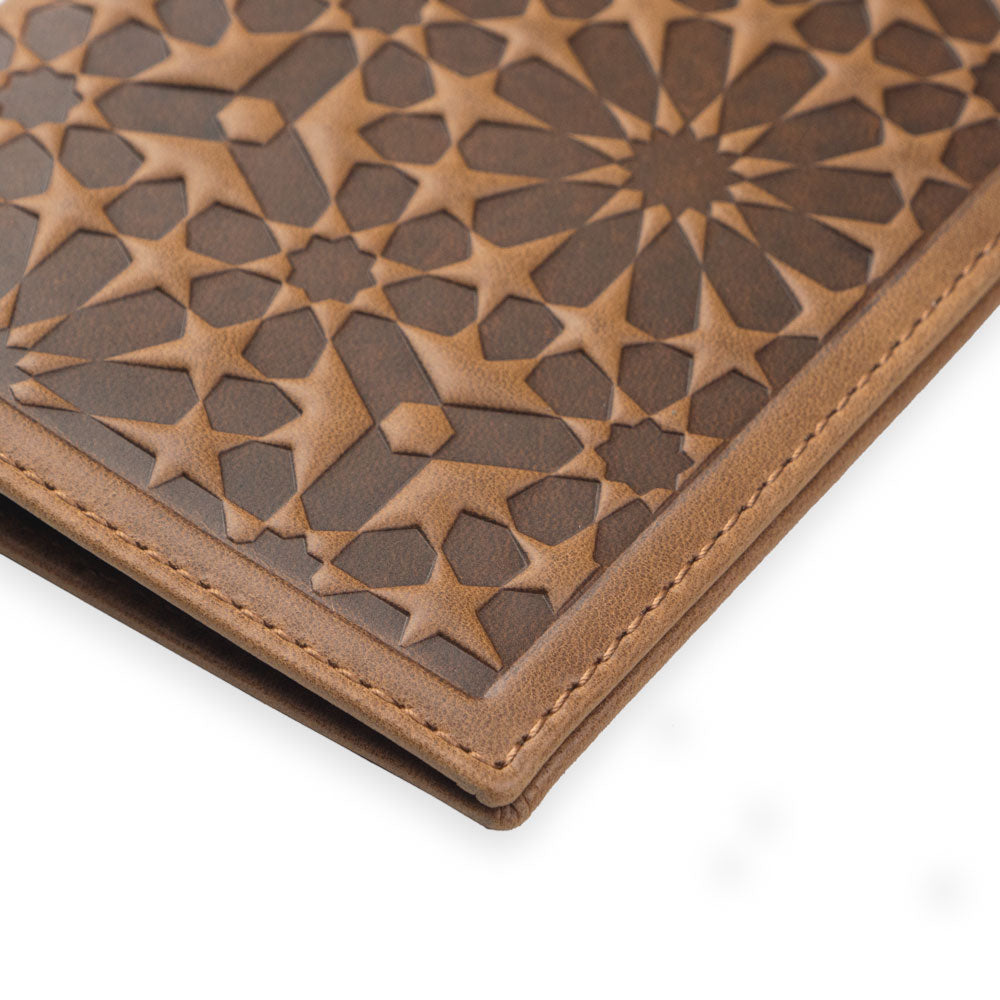 Leather Passport Cover Zellige Brown