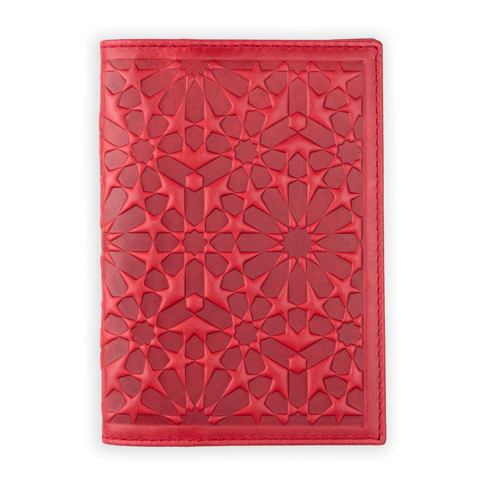 Leather Passport Cover Zellige Red