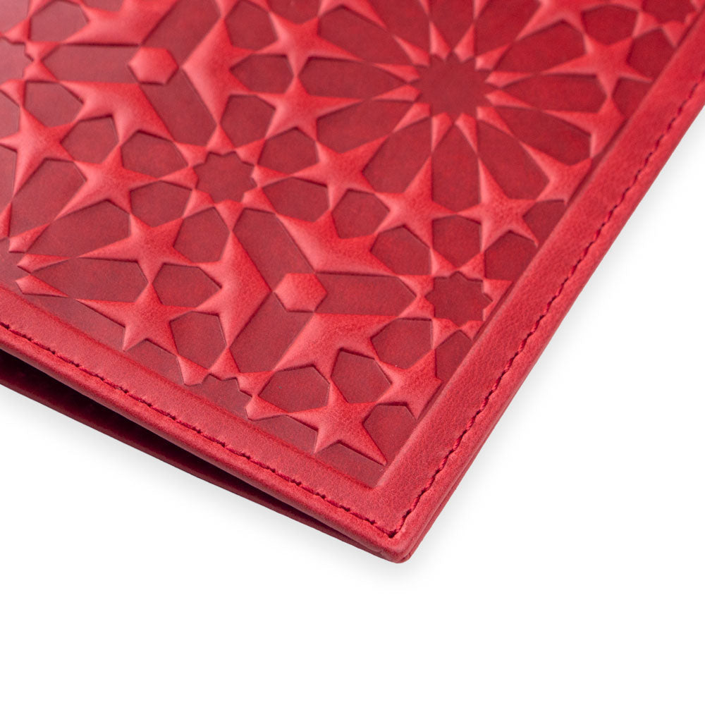 Leather Passport Cover Zellige Red