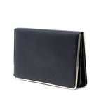 Metal Trimmed Smooth Calfskin Clutch
