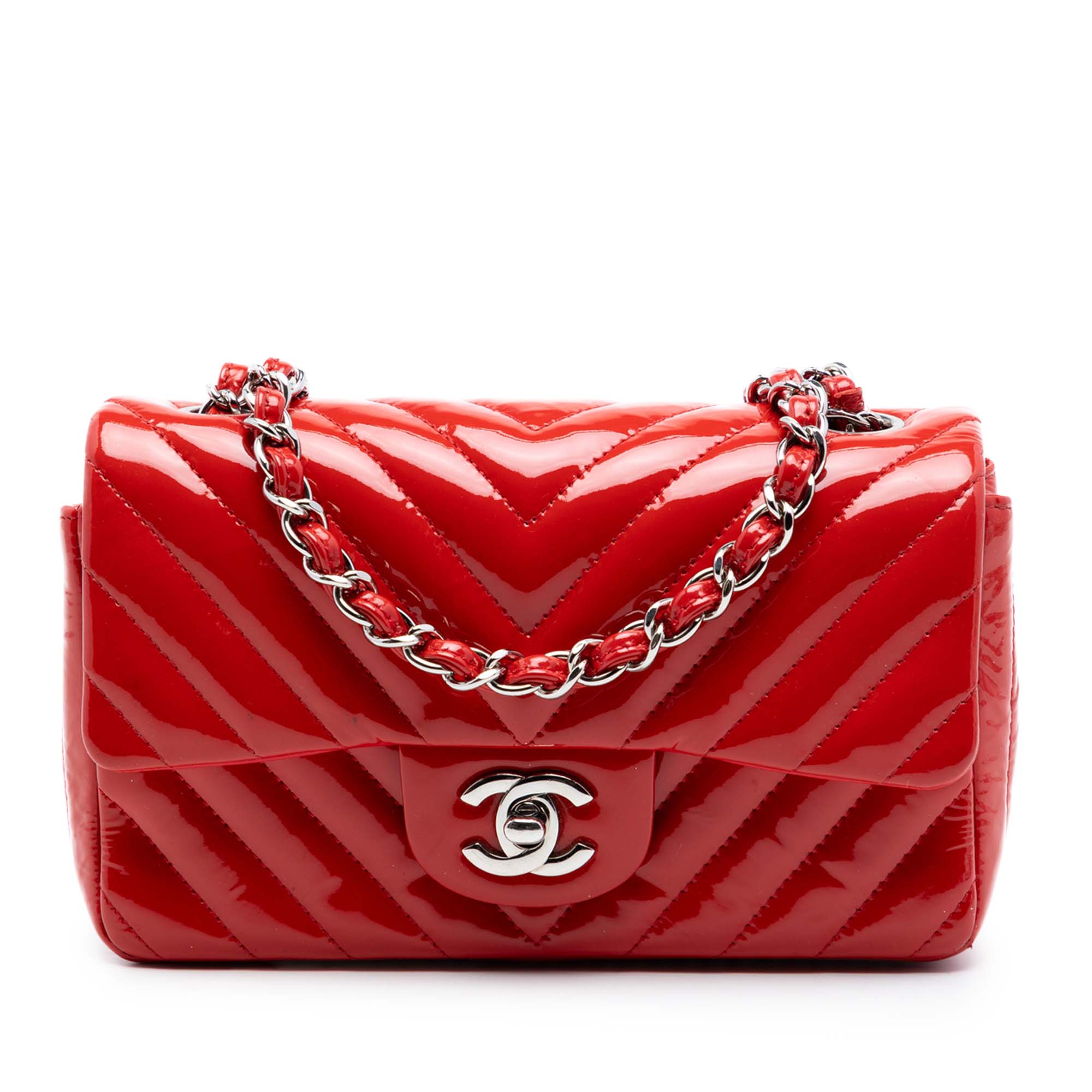 Mini Rectangular Classic Chevron Patent Single Flap