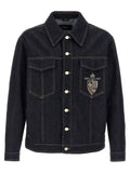 Fendi Logo-Embroidered Denim Jacket — Dark Indigo