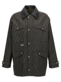 Fendi Logo-Jacquard Waxed Jacket — Brown