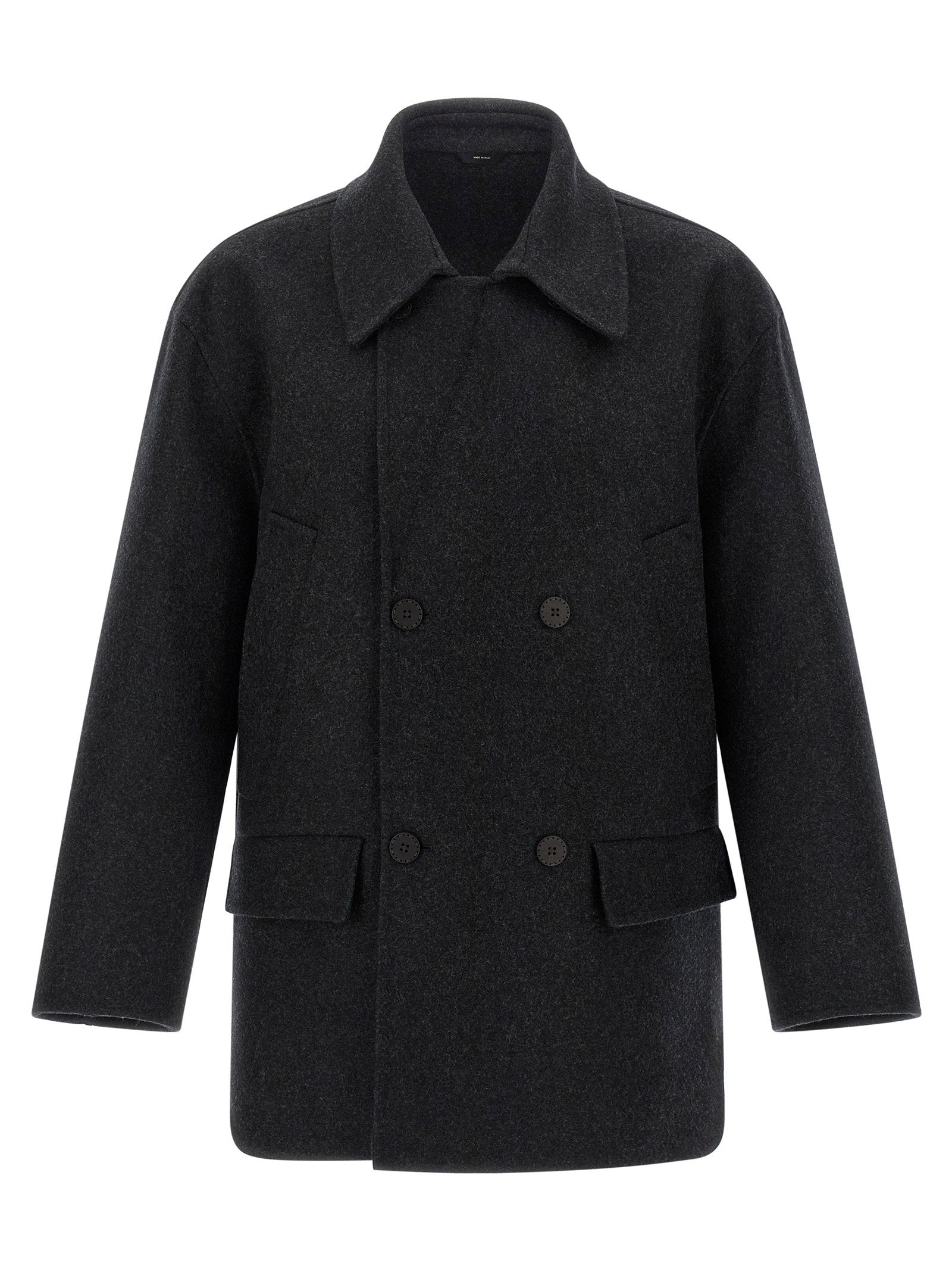 Fendi Wool Felt Coat — Charcoal