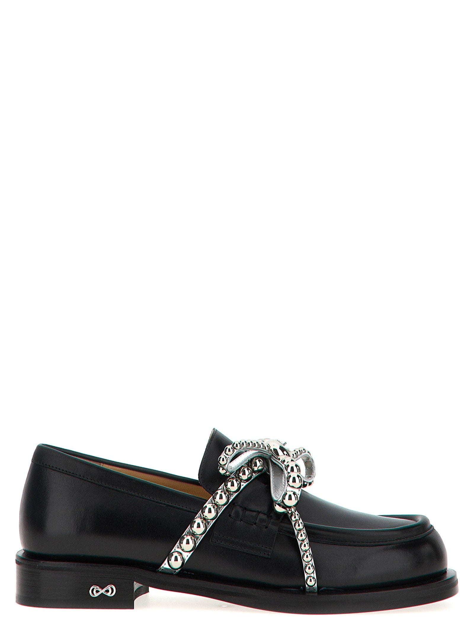 Mach & Mach Crystal Stud-Embellished Loafer — Black