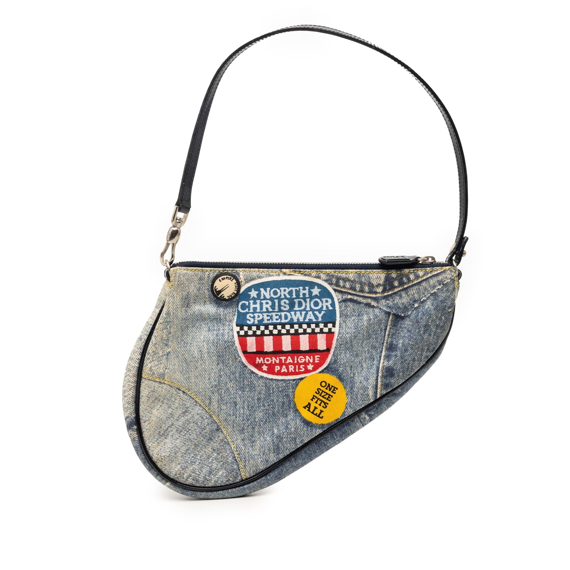 Mini Canvas Printed Denim Speedway Saddle Pochette