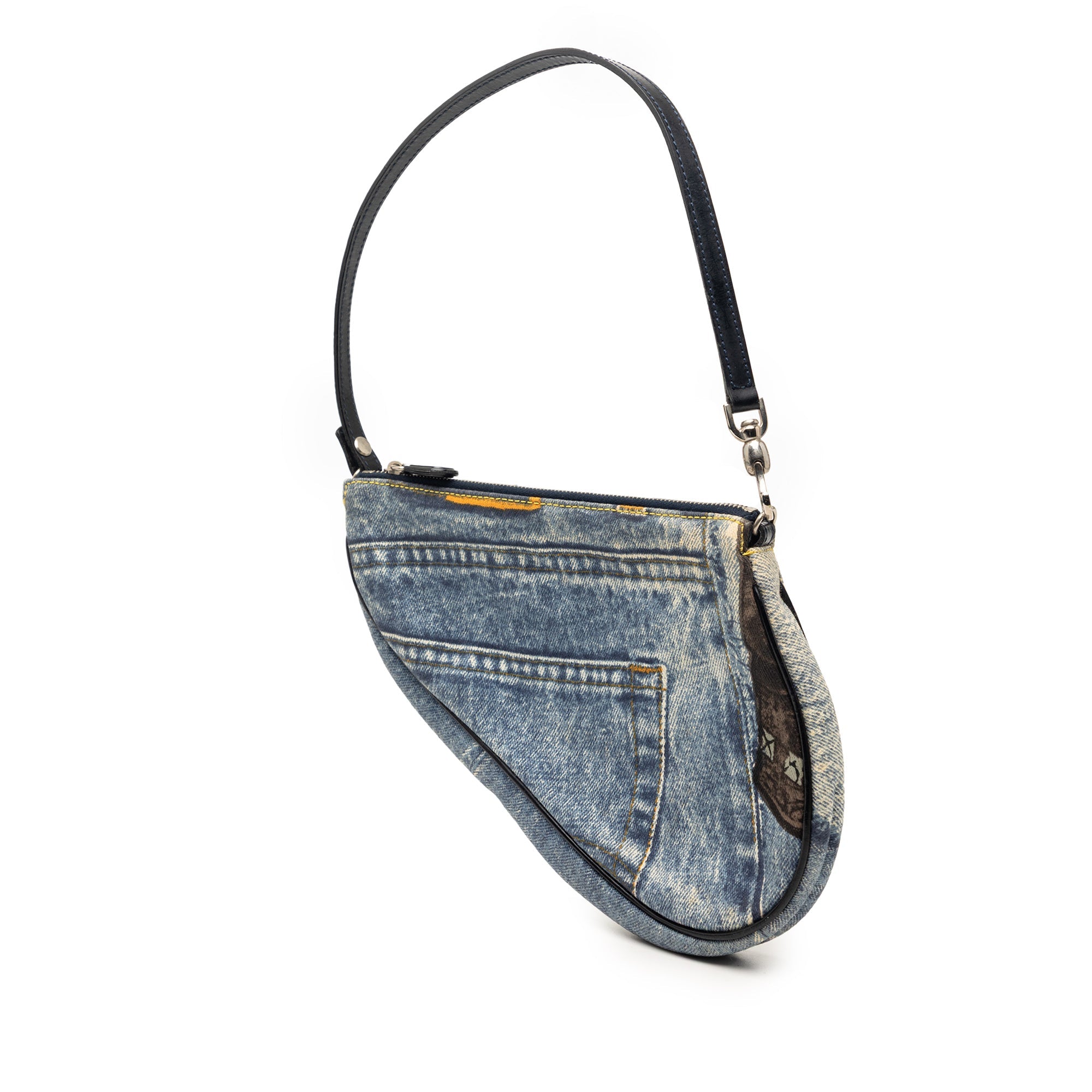 Mini Canvas Printed Denim Speedway Saddle Pochette