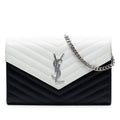 Bicolor Grain De Poudre Chevron Monogram Envelope Chain Wallet