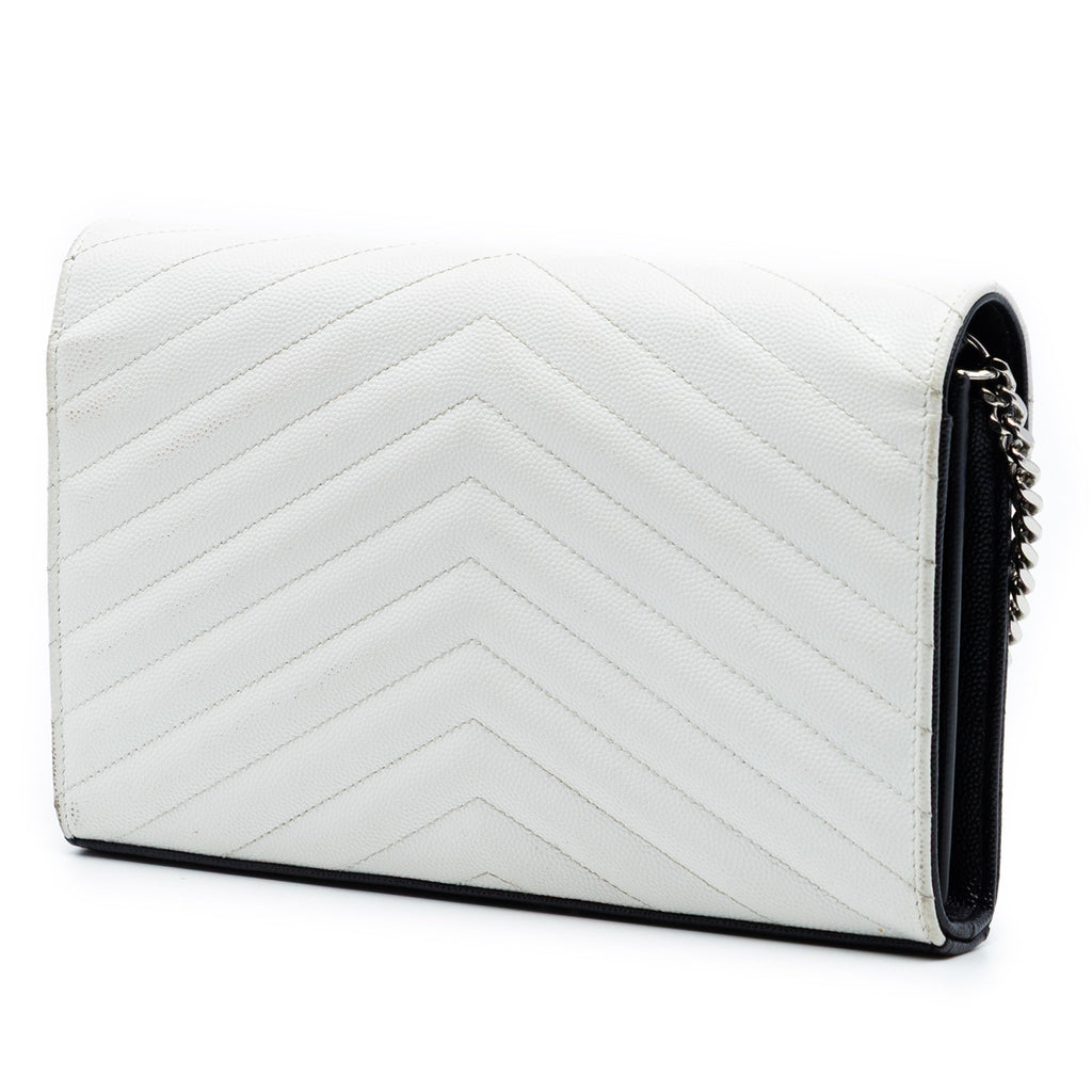 Bicolor Grain De Poudre Chevron Monogram Envelope Chain Wallet