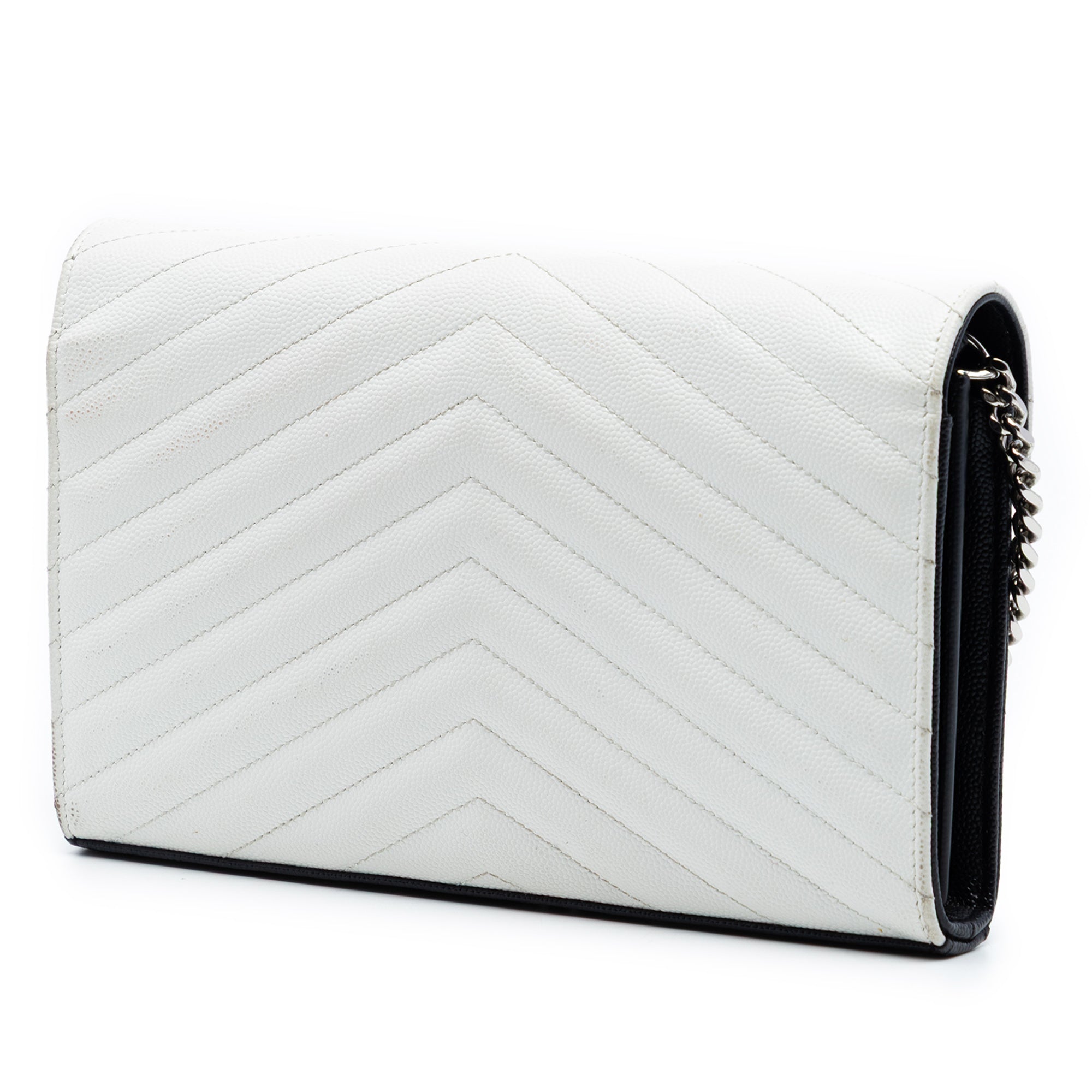 Bicolor Grain De Poudre Chevron Monogram Envelope Chain Wallet