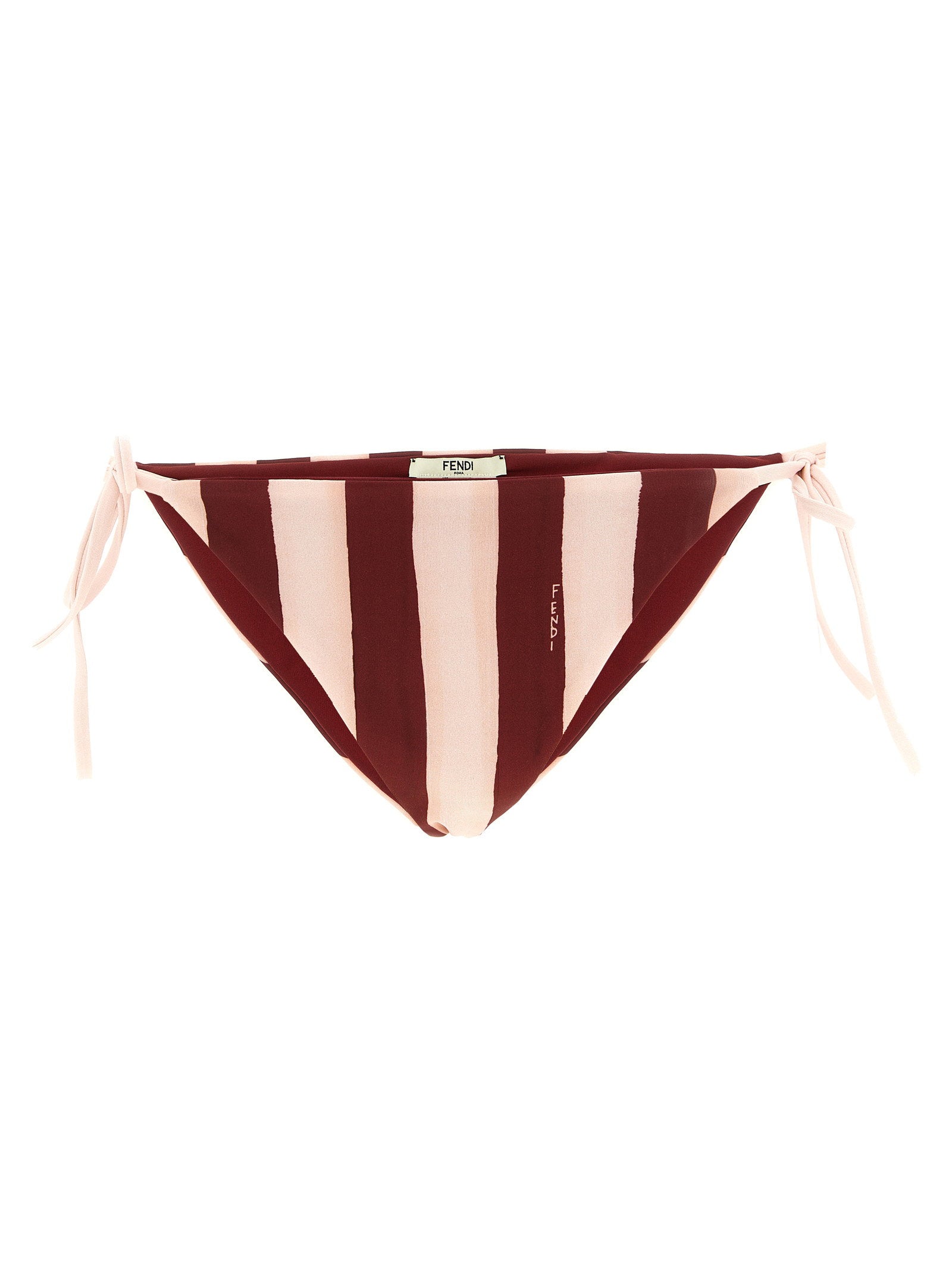 Fendi Pequin Bikini Bottom — Burgundy