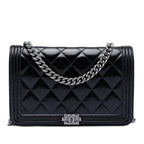 Quilted Shiny Aged Calfskin Boy Wallet On Chain