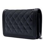 Quilted Shiny Aged Calfskin Boy Wallet On Chain