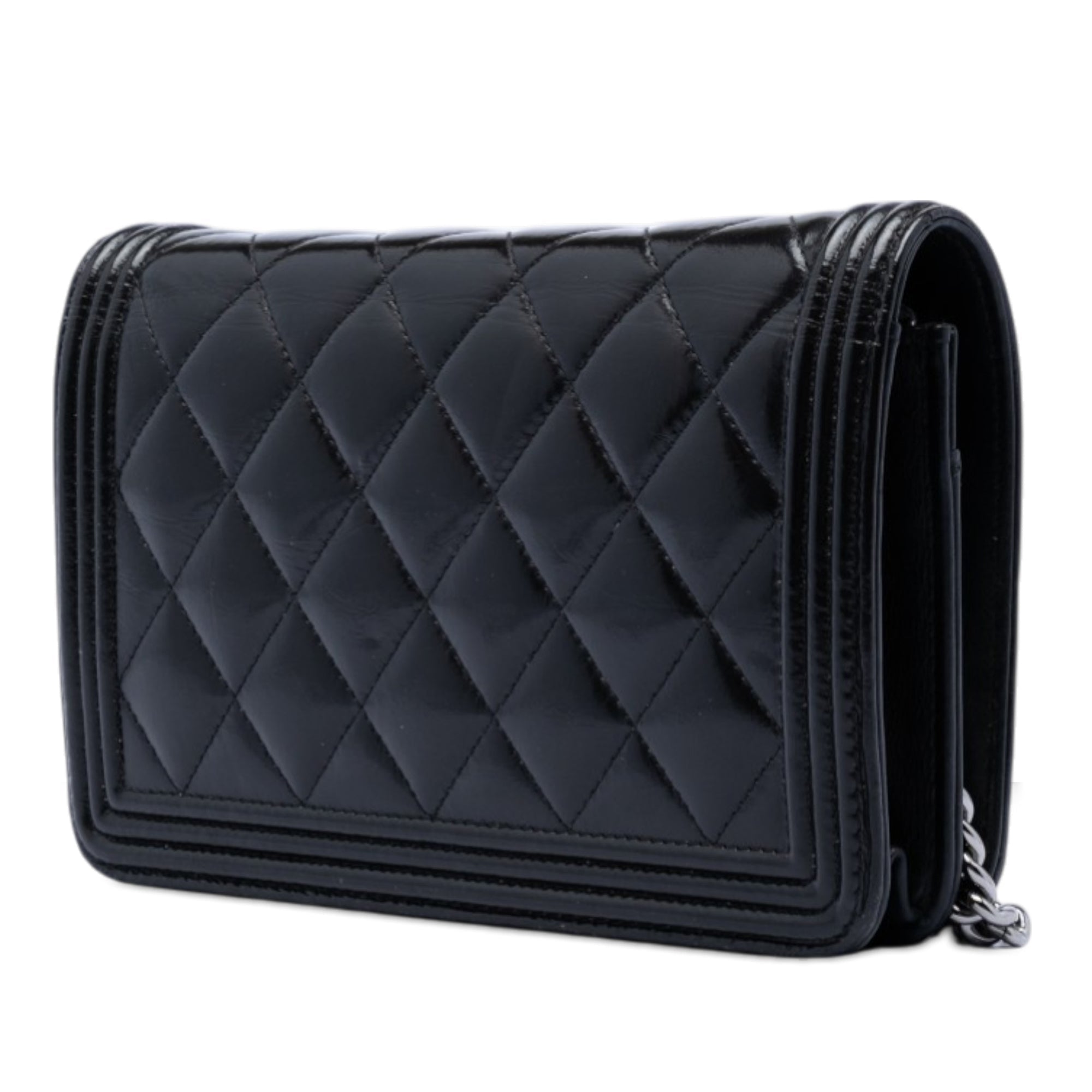 Quilted Shiny Aged Calfskin Boy Wallet On Chain