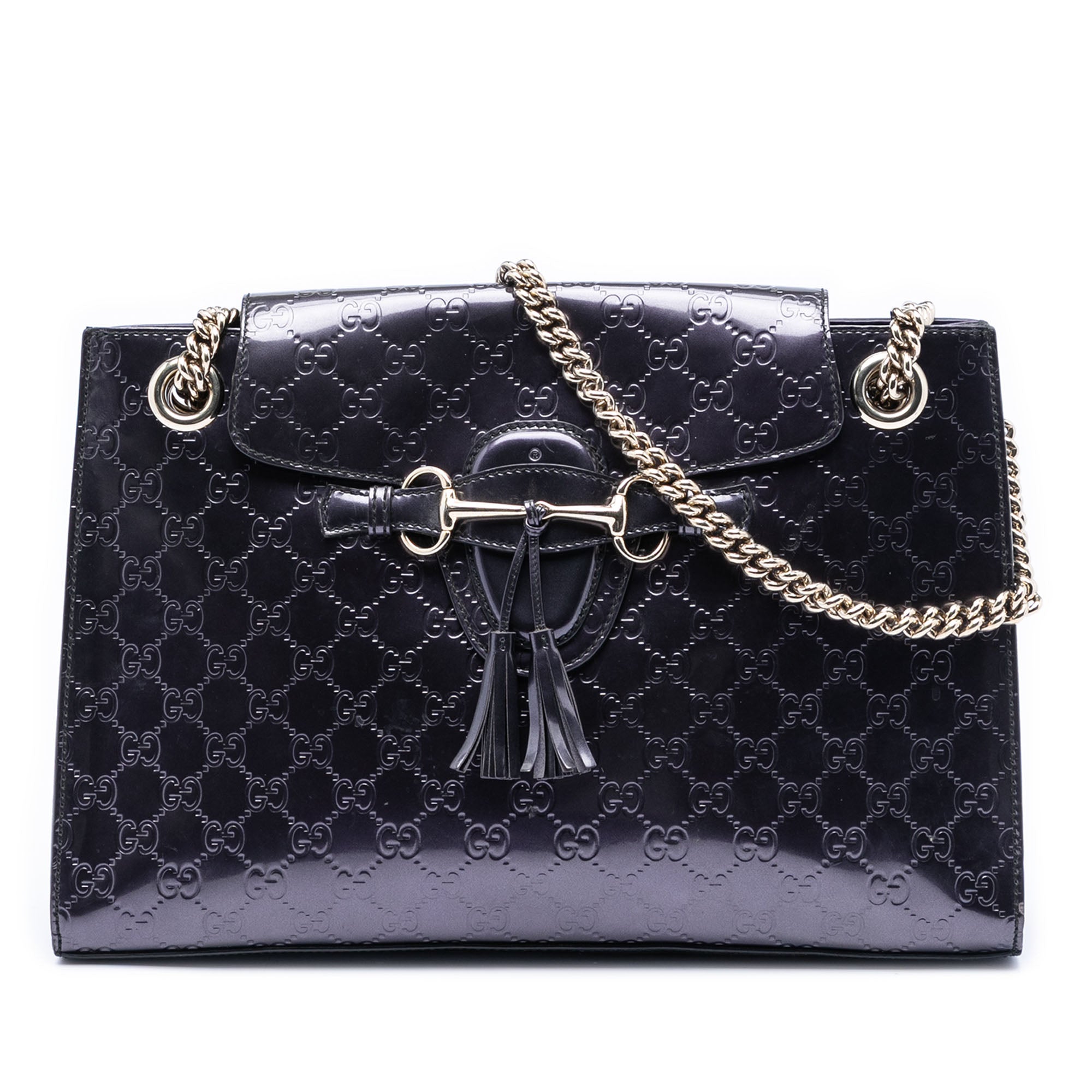Large Guccissima Patent Emily Shoulder Bag