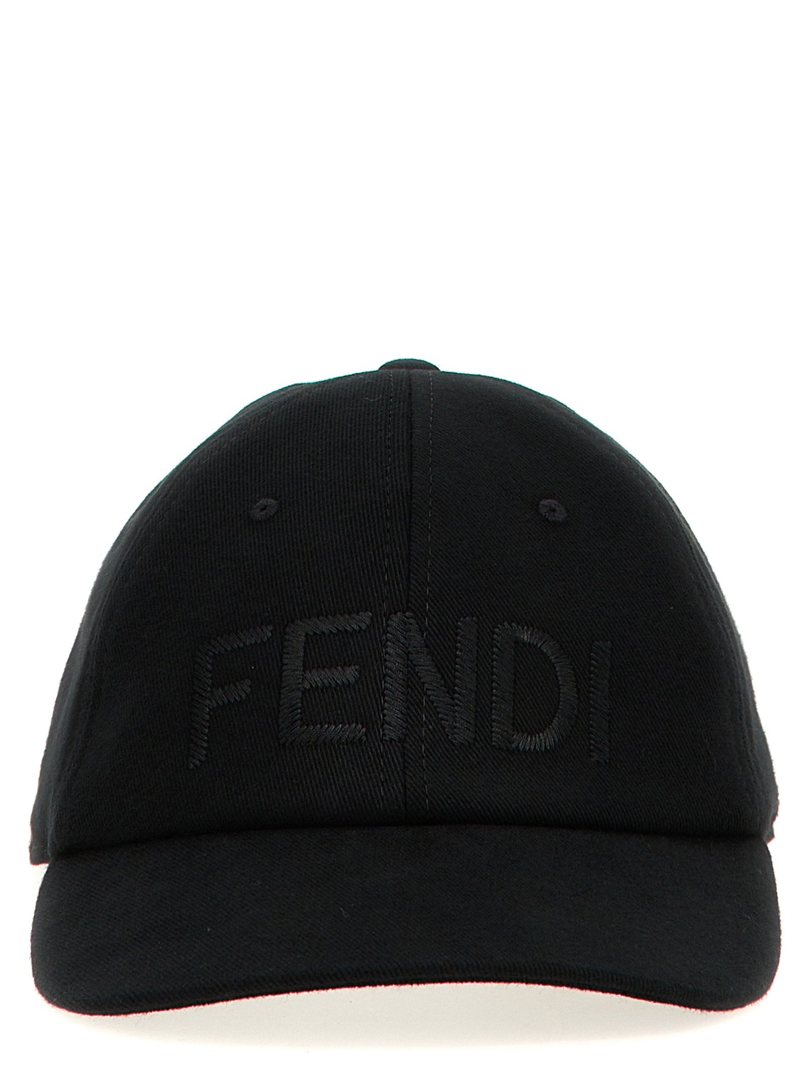 Fendi Logo-Embroidered Cotton Baseball Cap — Black